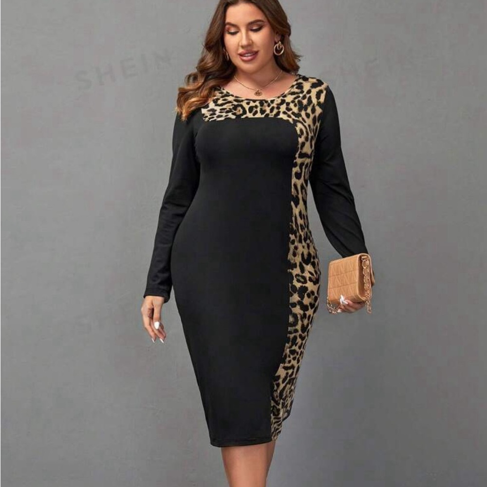 SHEIN Clasi Plus Leopard Print Bodycon Dress 4X